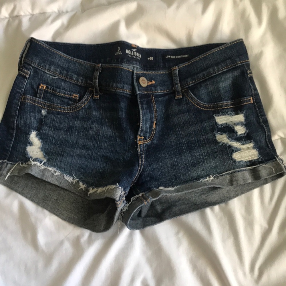 Distressed Dark Wash Hollister Shorts